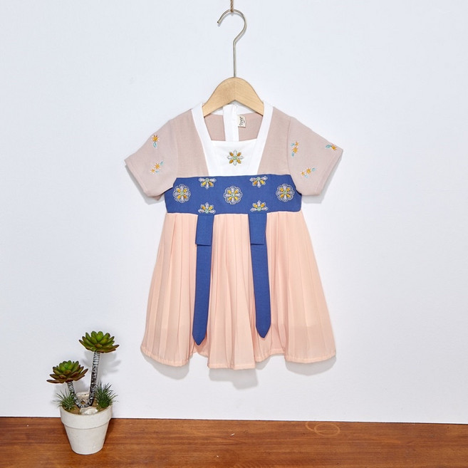 兒童韓風改良式表演服, 粉色(短袖)110cm, 1個