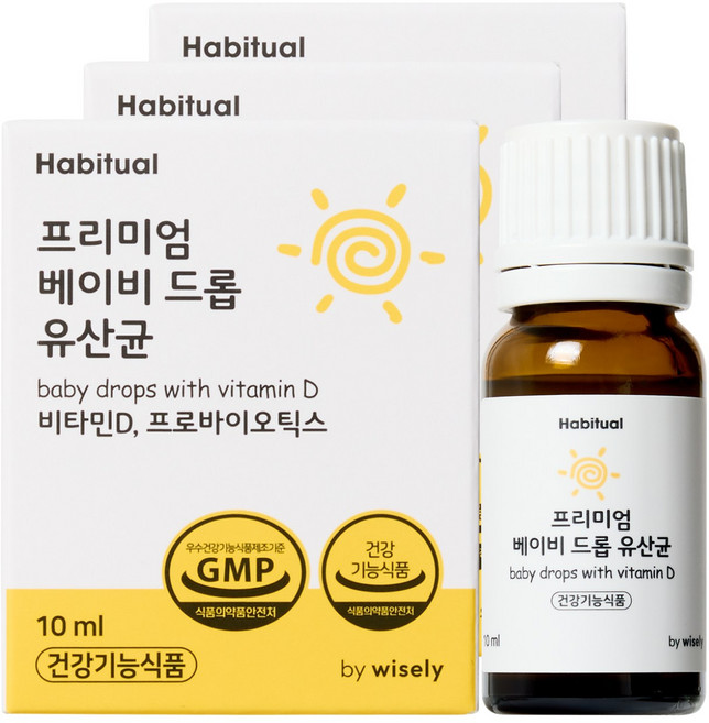 와이즐리 프로바이오틱스 비타민D 베이비 드롭 유산균, 3개, 10ml