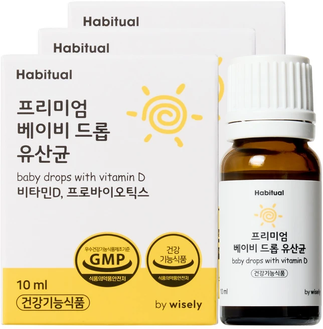 와이즐리 프로바이오틱스 비타민D 베이비 드롭 유산균, 3개, 10ml - 쿠팡