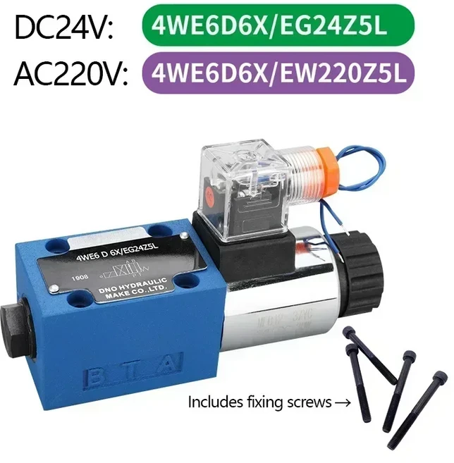 유압 솔레노이드 방향 제어 밸브 전자기 Yuken Rexroth DSG-02 03 4WE6 10 시리즈, 01 DC24V, 10 4WE6D6X