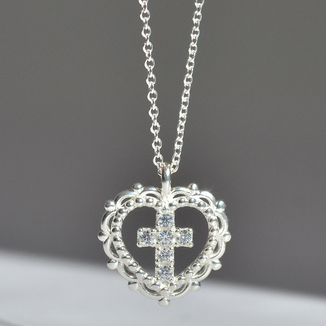 반지소 925실버 여성 미니 순은 십자가목걸이