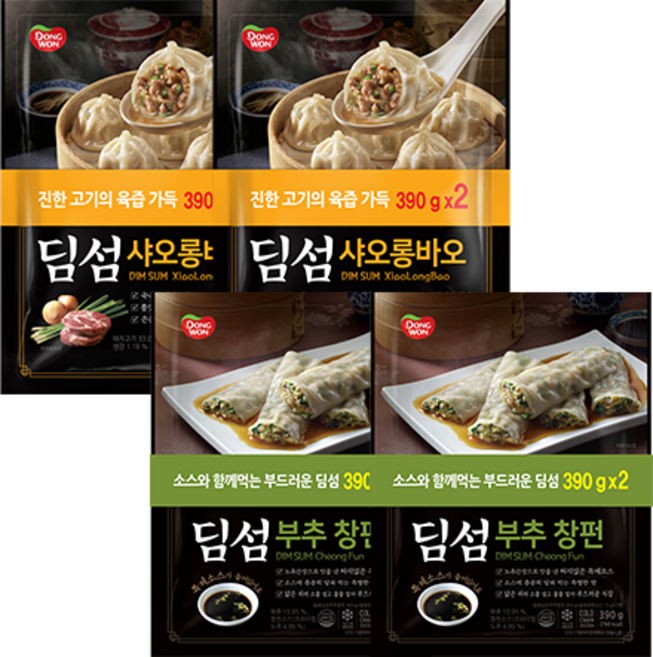동원 딤섬 샤오롱바오 390g x 4봉+부추창펀 390g x 4봉, 8개, 상세 설명 참조