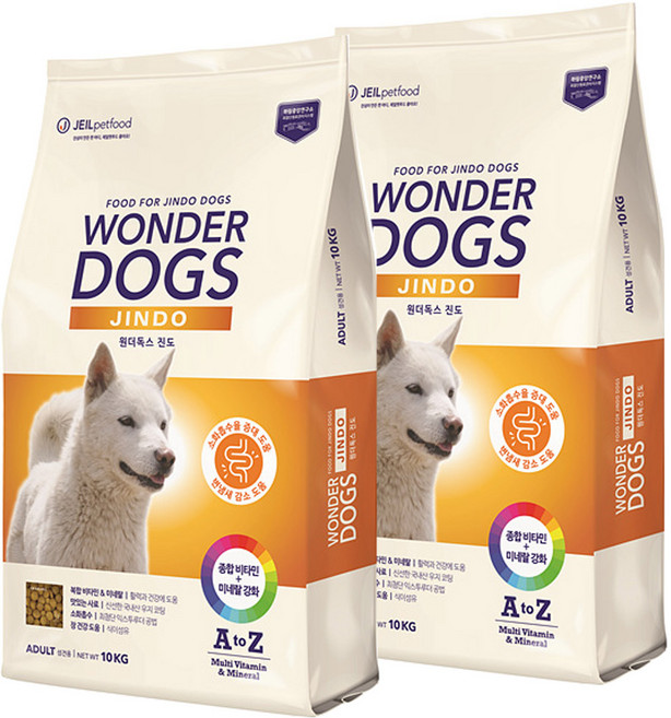 원더독스 진도 강아지사료 (1세이상), 어덜트, 10kg, 2개