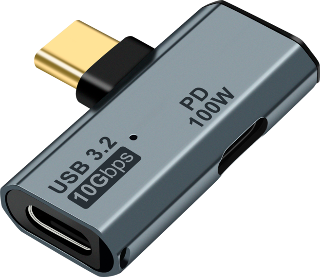 USB C OTG 어댑터 타입C 100W PD 듀얼 USB C 분배기 아이폰15 Pro Max 삼성S22 S23 맥북 구글TV 크롬캐스트2020 호환, 1개, 회색, 36mm