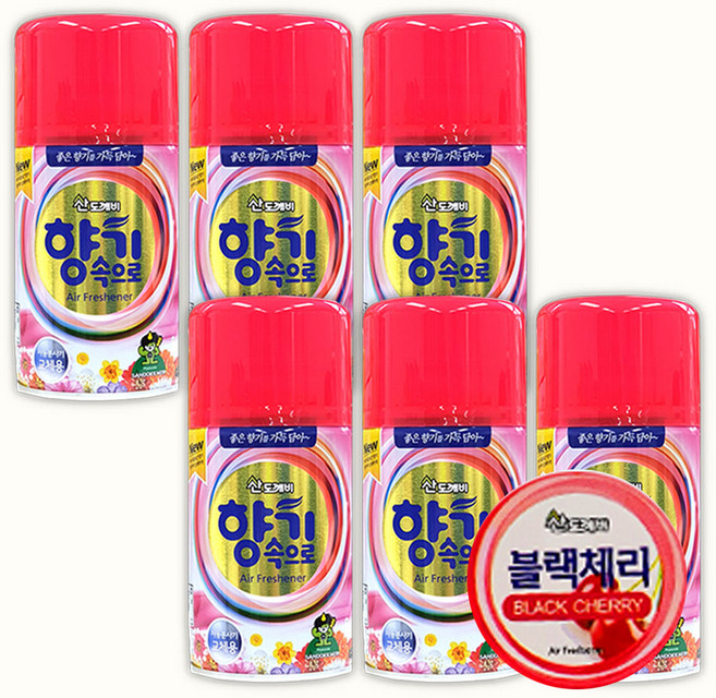 산도깨비 향캔 X 6개 - 블랙체리향 27가지 다양한 리필향캔 방향캔 방향제, 165g, 블랙체리