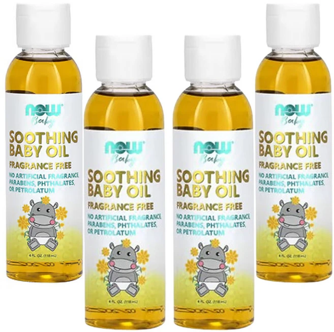 나우 푸드 진정 베이비 오일 향료 무함유 (4fl oz), 4개, 118ml - 쿠팡