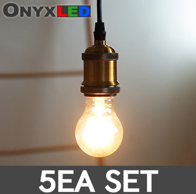 오닉스 LED 더밝은 에디슨전구 A60 8W 인테리어램프 캠핑 카페 감성 램프 ONYX 세트, 전구색, 5개