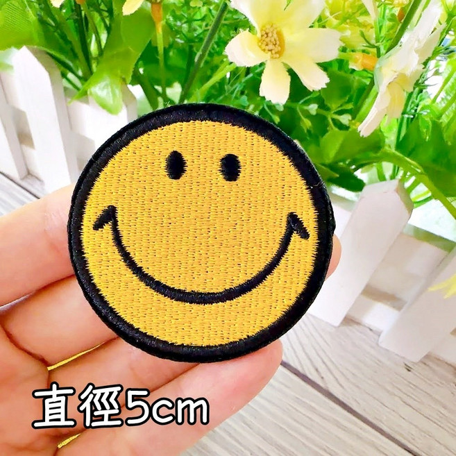 皮卡布 SMILE 微笑 布貼 徽章, 1個, 5cm微笑,貼紙款(一般黏性)