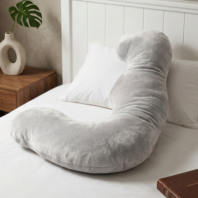 NUNUHANA 인체공학 초대형 바디필로우 안고자는 베개, 그레이