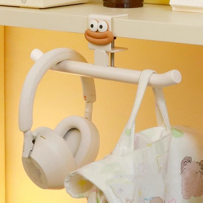 무타공 책상 가방걸이 화이트 오리, 아이보리, 1개