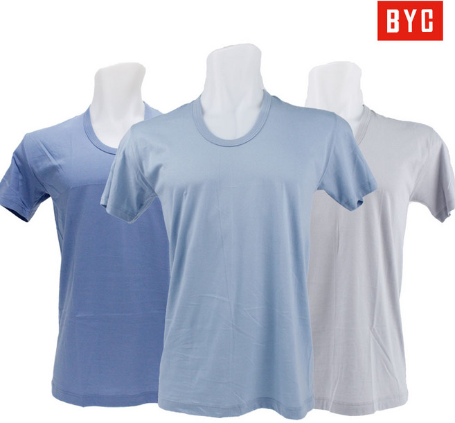 BYC 남성 단색티반 유색 순면 반팔런닝