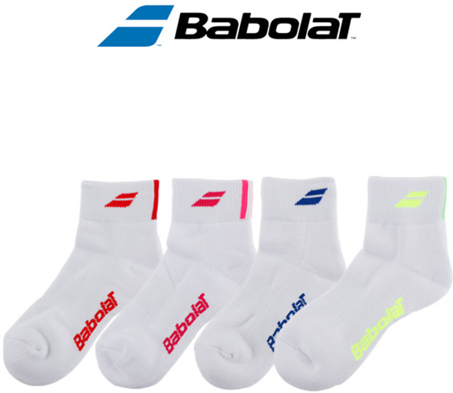 바볼랏 스포츠양말 중목 여성 4종 세트 테니스 배드민턴양말, 화이트, 4개