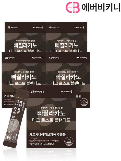 에버비키니 빠질라카노 다크로스트 블랜디드 가르시니아 다이어트커피 다이어트보조제 5박스 총140포, 42g, 5개