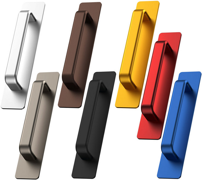 접착식 손잡이 무타공 강력 베란다 창문 유리문 샤시문 도어 핸들 판손잡이, 라이트 실버, 1개