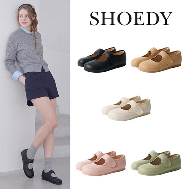 천연 양가죽 메리제인 구두 발편한 벨크로 단화 플랫슈즈