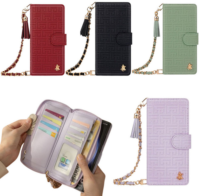 갤럭시 A34 5G SM-A346N 아이뉴템 뉴미니백 디자인 체인 스트랩 지퍼형 다이어리 스타일 카드 지폐 동전 수납 가죽 포켓 지갑형 핸드폰 케이스