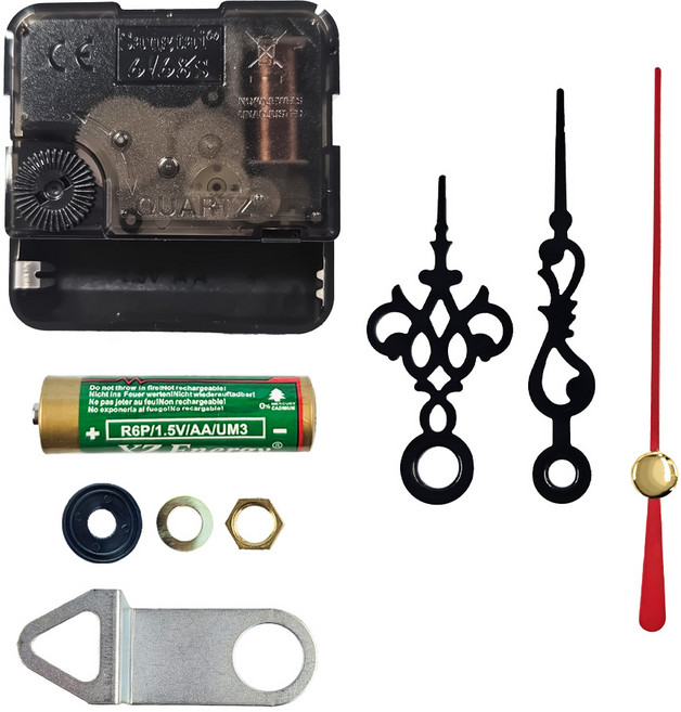 무소음 시계 무브먼트 14mm+디자인 엔틱 시계바늘 02B+건전지+너트+와셔+고무패드 세트 시계만들기 DIY 벽시계 탁상용