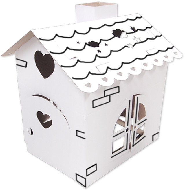 종이집 만들기 DIY 세트 페이퍼하우스 종이텐트 놀이집 취미 단체선물 집꾸미기 색칠하는 종이집, 단품