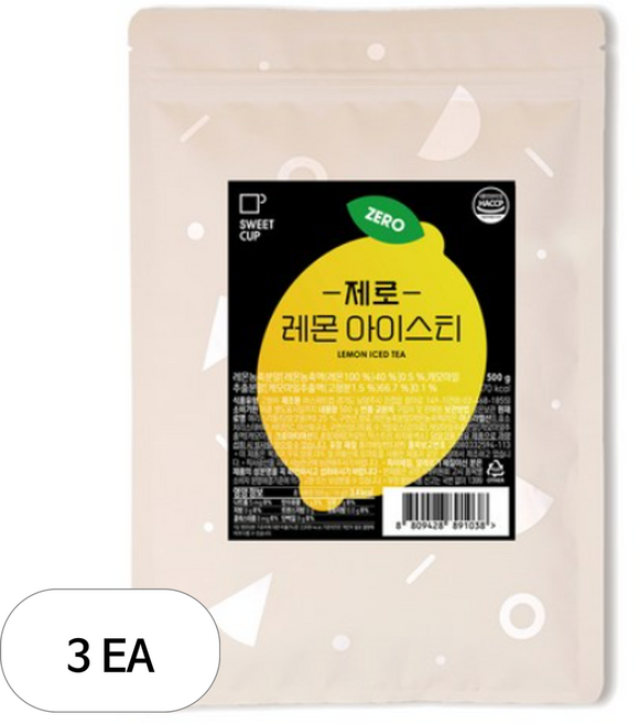 스위트컵 제로 레몬 아이스티 파우더, 500g, 1개입, 3개