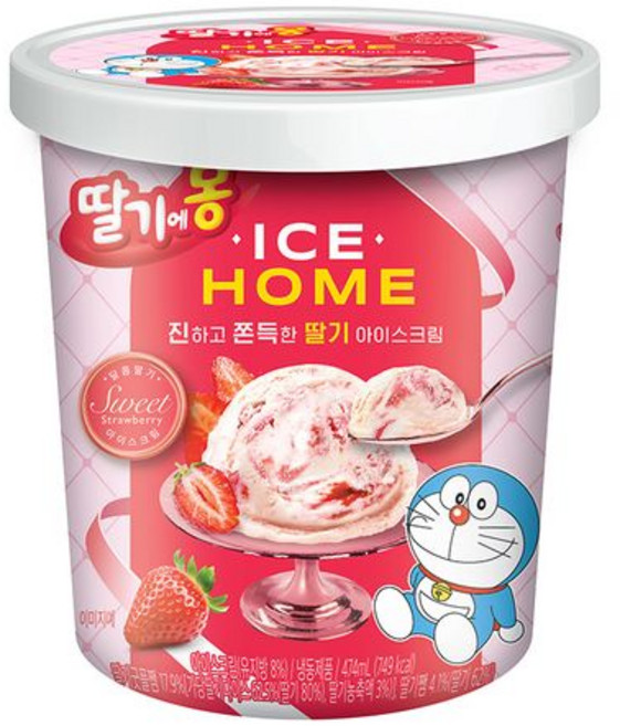 딸기에몽 아이스홈 아이스크림, 6개, 474ml