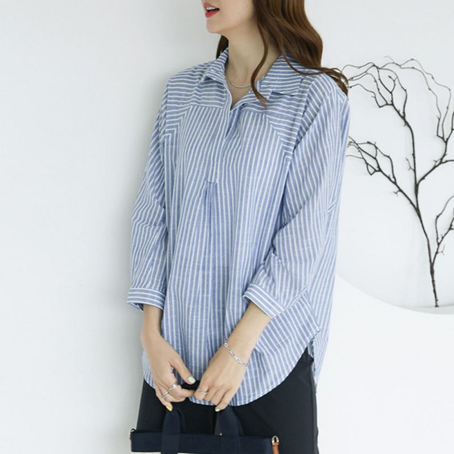 데드라 88size 스트라이프핀턱남방 TBC3386