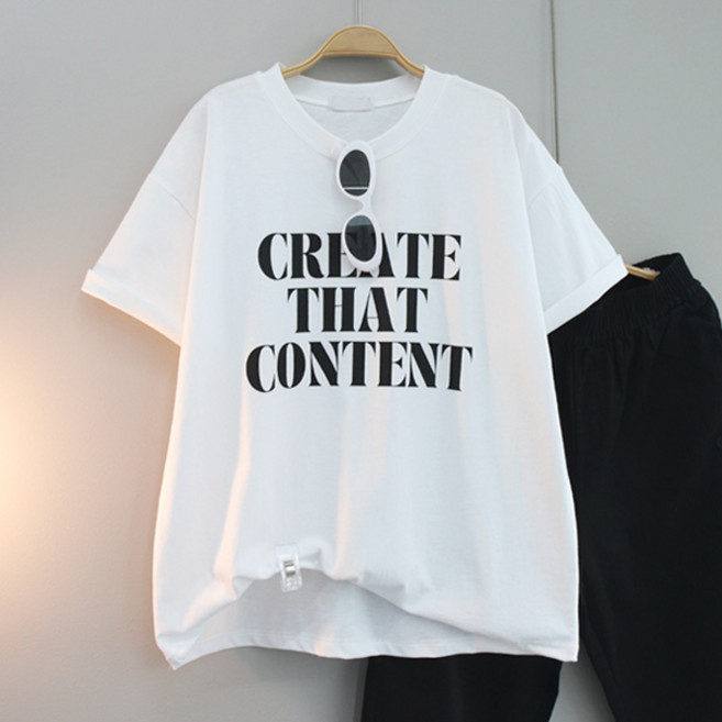 달콩 여성 크리에이트레터링반팔티 라운드넥