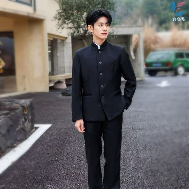 中國風男裝 中山裝 男裝中山服 男青年修身複古學生裝 唐裝 表演服 中國風 休閒套裝 男士套裝 成套男裝
