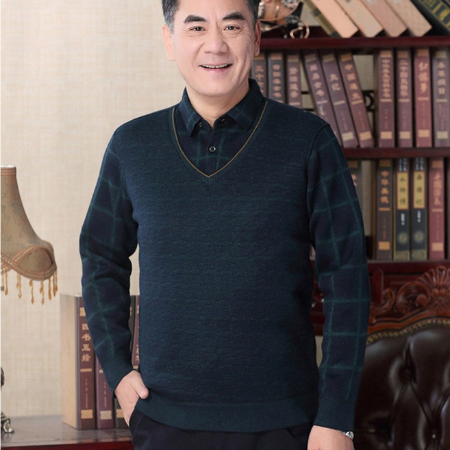 중년 남성 긴팔 티셔츠 비지니스 골프 투피스 아빠 선물 기모 외출복 남자 옷 셔츠