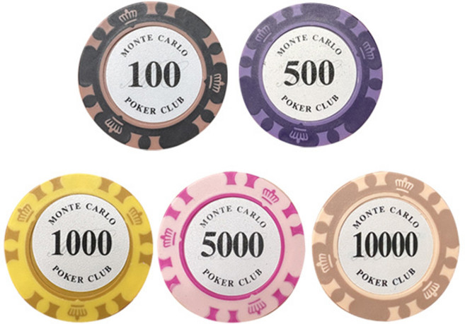 숫자가 적혀있는 카지노칩 14g 국제규격 컬러 숫자칩 포커칩 경기용 마카오 게임칩 1개, 1000원짜리
