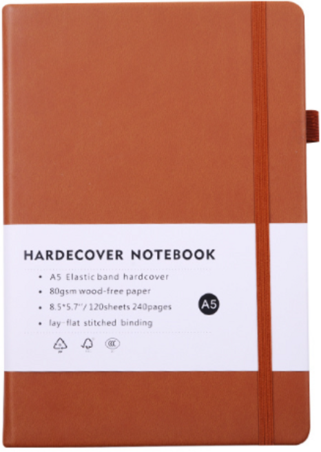 A5 하드 커버 스크랩 다이어리, 브라운