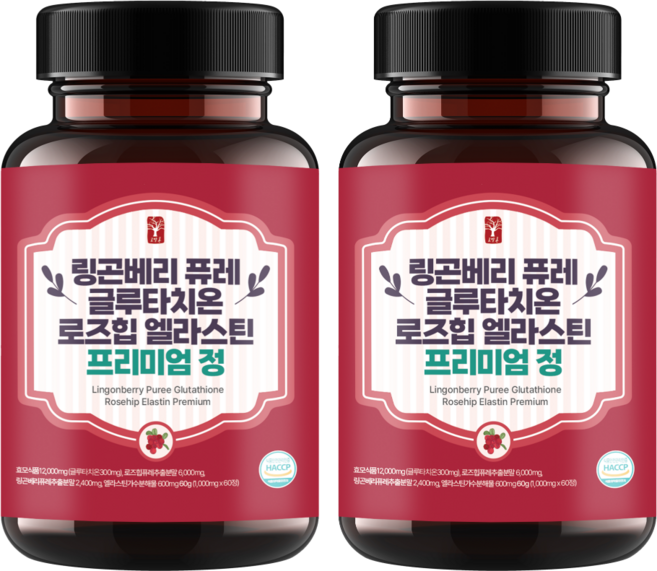 고말론 링곤베리 퓨레 글루타치온 로즈힙 엘라스틴 프리미엄 정 1000mg 60정, 2개