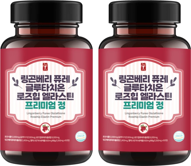 고말론 링곤베리 퓨레 글루타치온 로즈힙 엘라스틴 프리미엄 정 1000mg 60정, 2개 - 쿠팡