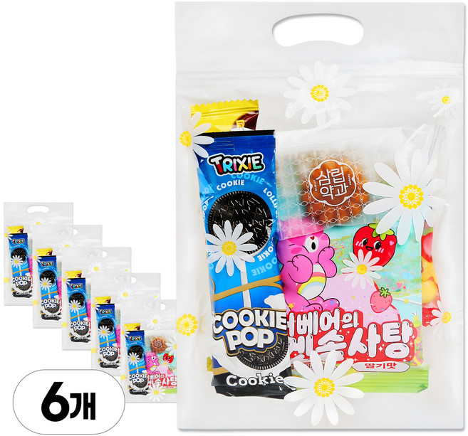 한봄 간식구디백 어린이 과자선물세트 단체 미니 과자 세트, 6개, 7종
