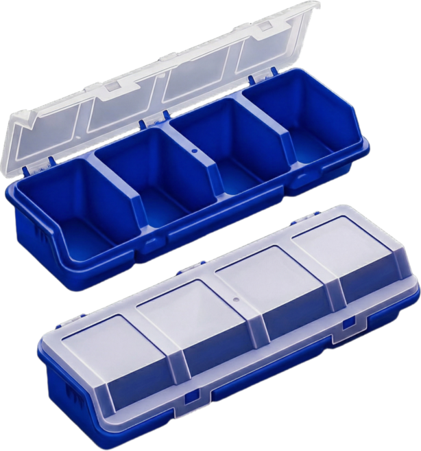 무아랑 칸막이수납 먼지차단 부품 정리함, 2개, 블루