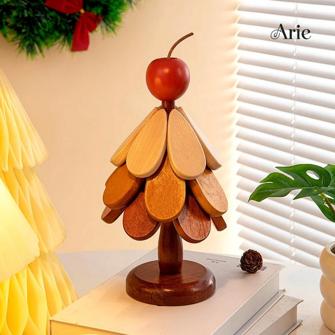 아리에 우드 트리 3단 냄비 받침대, 1개, 레드(사과)