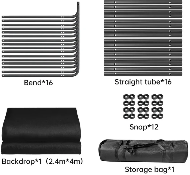SH 2.4x4M 배경 스탠드 프레임 사진 녹색 화면 지원 스튜디오 라이트 삼각대, 05 SH-BJQ-2440-B