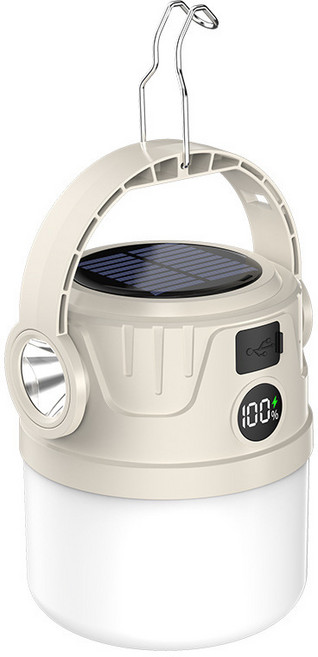 C65-標準版 太陽能露營燈 琥珀棕, L02白色 帶太陽能 電量數顯 800毫安, 1個