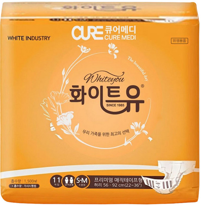 화이트유 남여공용 프리미엄 성인기저귀 소중형, 소형, 11매입, 8개