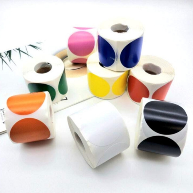 5cm 원형 컬러스티커 빅사이즈 롤스티커 500매, 화이트, 1개