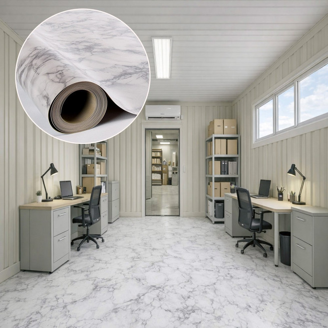 데코앤필름 무점착 후로링 비닐장판 막장판 사무실 창고 베란다 바닥재, VFA005그레이마블