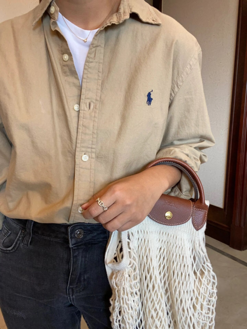 폴로랄프로랜 남녀공용 코튼 셔츠 클래식핏 긴팔 브라운