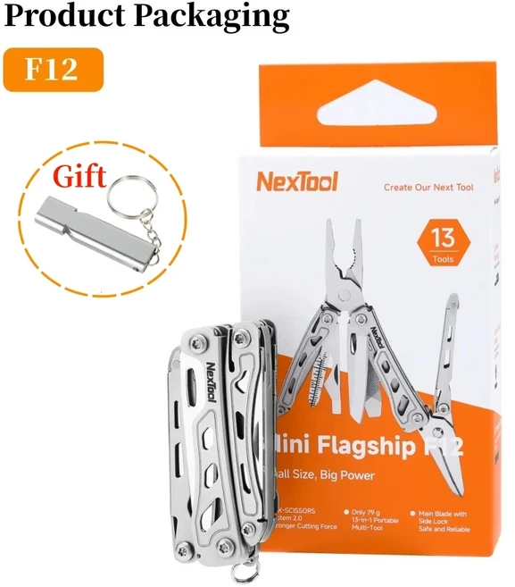 넥스툴 13 in 1 미니 플래그십 F12 다기능 도구 접이식 EDC 멀티툴 드라이버 플라이어 파일 자외부용 수공, 01 Mini Flagship F12