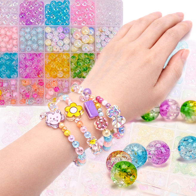 비즈/구슬 팔찌 만들기 세트 비즈공예 DIY 키트 구슬재료 부자재 구성 취미 만들기, 1개, 레인보우