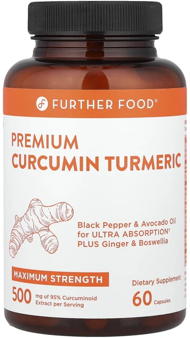Further Food 프리미엄 커큐민 강황 맥시멈 스트렝스 500mg 캡슐 60정, 6개 - 쿠팡