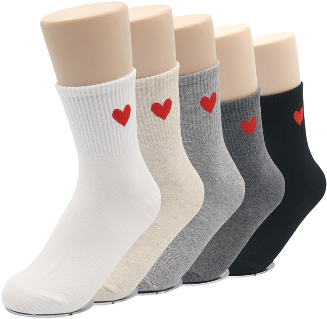 양말쟁이 국내생산 여성양말 하트 중목 10켤레