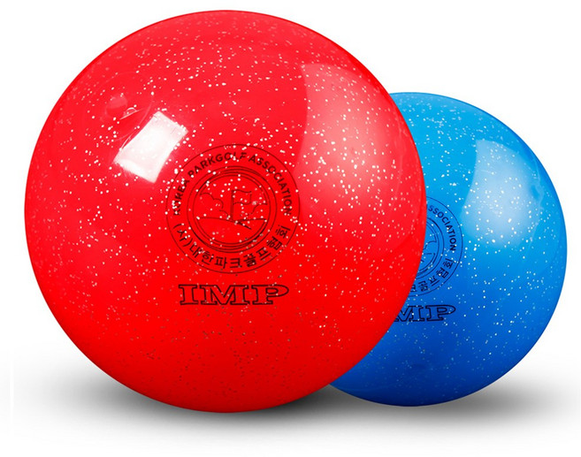 1+1 IMP 국산 4피스(4겹) 파크골프공 협회 공인구, 빨강+파랑, 1세트, 2개입