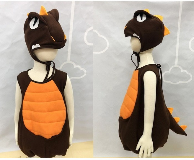 兒童澎澎恐龍變裝服, 深咖, 1個