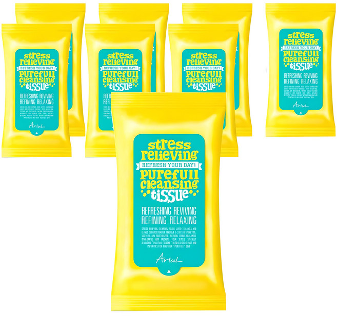 아리얼 스트레스릴리빙 퓨어풀 클렌징티슈, 15매입, 8개