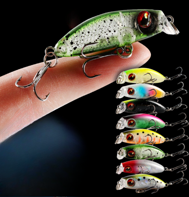 루어비츠 미니 싱킹 미노우 루어 8종 세트 트리플 훅 배스 쏘가리 농어 볼락 송어 광어 민물 바다 낚시 인조미끼 케이스, 1세트, 3.1g, 8p