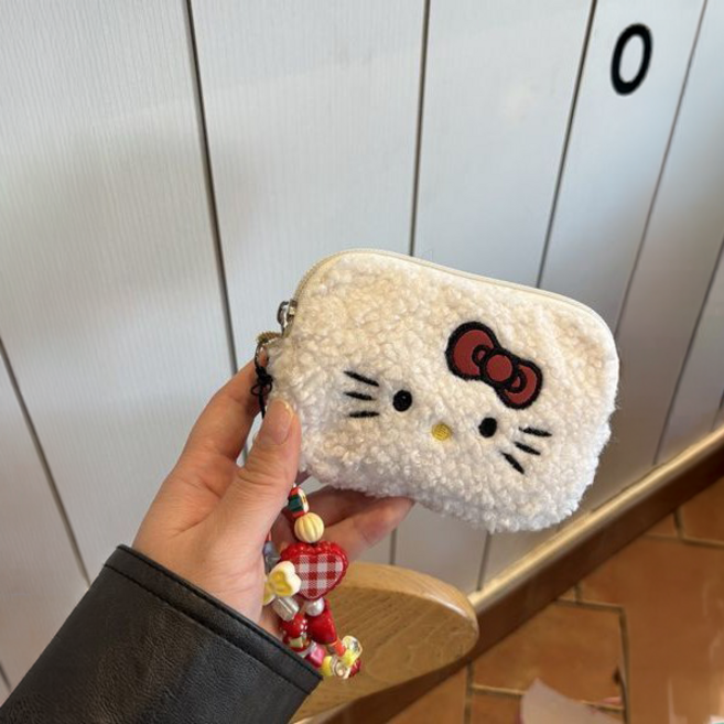 옐상 키티 양털 뽀글이 동전지갑 미니 파우치 3컬러